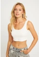 Kadın Beyaz Crop Bluz AYD339
