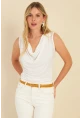 Kadın Beyaz Degaje Yaka Bluz YZ1020