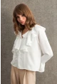 Kadın Beyaz Fırfırlı Bluz FS9338