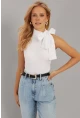 Kadın Beyaz Fiyonklu  Bluz EY2726