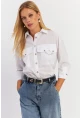 Kadın Beyaz Metal Detaylı Gömlek ASF13