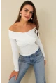 Kadın Beyaz Önü Çapraz Bluz CG389