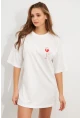 Kadın Beyaz Oversize Pijama T-Shirt TPG14