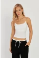 Kadın Beyaz-Saks İkili İp Askılı Bluz GÇ158