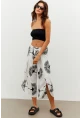 Kadın Beyaz-Siyah Pareo Desenli Pantolon ÖM402