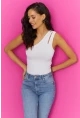 Kadın Beyaz Tek Omuz Body TH1056