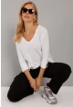 Kadın Beyaz V Yaka T-Shirt LPP1267