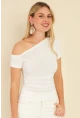 Kadın Beyaz Yanları Büzgülü Bluz YZ1017