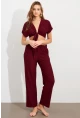 Kadın Bordo Bağlamalı Bürümcük Takım Q1012