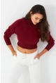 Kadın Bordo Balıkçı Crop Sweatshirt DY1469