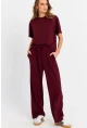 Kadın Bordo Basic Alt-Üst Pantolon Takım MRU6929