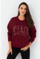 Kadın Bordo Baskılı Sweatshirt MPP6429
