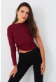 Kadın Bordo Büzülebilir Tek Kol Bluz CG390
