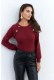 Kadın Bordo Düğme Aksesuarlı Kaşkorse Bluz EY2946