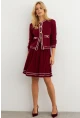 Kadın Bordo-Ekru Triko Ceket Takım SF2557