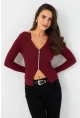 Kadın Bordo Fermuarlı Kaşkorse Bluz EY2954