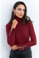 Kadın Bordo Kolları Fermuarlı Kaşkorse Balıkçı Bluz EY2567