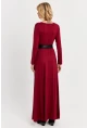 Kadın Bordo Kruvaze Maxi Elbise VTN3