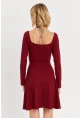 Kadın Bordo Önü Bağlamalı Mini Elbise TF59