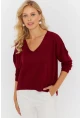 Kadın Bordo Önü Kısa Triko Kazak YİL551