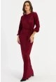 Kadın Bordo Pilise Maxi Elbise GÇ192