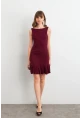 Kadın Bordo Sırtı Açık Mini Elbise HOR0050