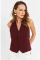 Kadın Bordo Sırtı Açık Yelek CAR1143