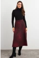 Kadın Bordo-Siyah Desenli Çan Etek MLON3007