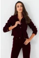 Kadın Bordo Taş Düğmeli Kadife Gömlek Ceket CAR1075
