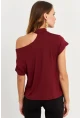 Kadın Bordo Tek Omuz Açık Bluz LPP1300