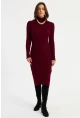 Kadın Bordo Triko Midi Elbise YV303