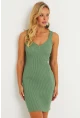 Kadın Çağla Yeşili Triko Mini Elbise SMT240