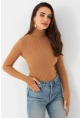 Kadın Camel Balıkçı Yaka Triko Bluz YV102-90