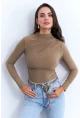 Kadın Camel Büzgülü Bluz LPP1279