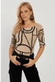 Kadın Camel Desenli Bluz AYD295