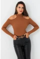Kadın Camel Omuzları Açık Kaşkorse Bluz EY2590