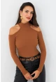Kadın Camel Omuzları Açık Kaşkorse Bluz EY2590