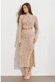 Kadın Camel Önü Pencereli Ajurlu Plaj Elbisesi KZ545