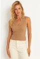 Kadın Camel Polo Yaka Kaşkorse Bluz MK10