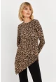 Kadın Camel-Siyah Asimetrik Leopar Tunik MLPP1186-1
