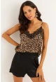 Kadın Camel-Siyah Dantelli Atlet LPP5008