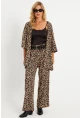 Kadın Camel-Siyah  Desenli Bürümcük Alt Üst Takım LON3004