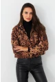 Kadın Camel-Siyah Leopar Crop Ceket ELT1001
