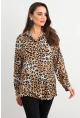 Kadın Camel-Siyah Leopar Desenli Gömlek MASF227