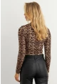 Kadın Camel-Siyah Pencereli Leopar Bluz XL10058