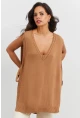 Kadın Camel Triko Süveter YV103