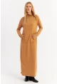 Kadın Camel Yakası Fermuarlı Maxi Sweat Elbise MTF12