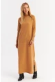 Kadın Camel Yakası Fermuarlı Maxi Sweat Elbise TF12