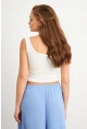 Kadın Ekru Basic Crop Atlet TOP06