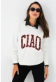 Kadın Ekru Baskılı Sweatshirt MPP6429